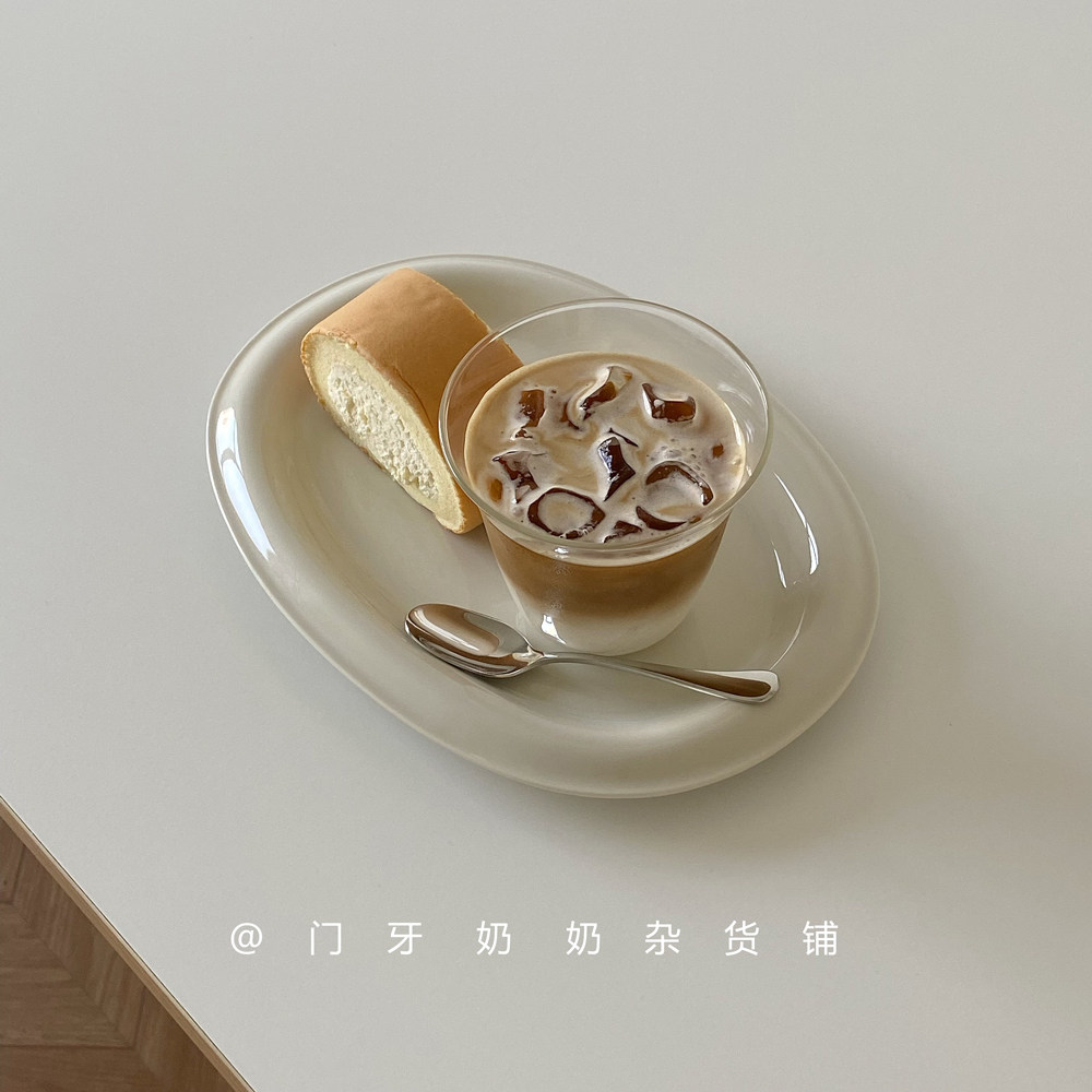 奶白系列ins韩式翻边平盘平盘圆盘早餐盘厚实甜品餐厅店用