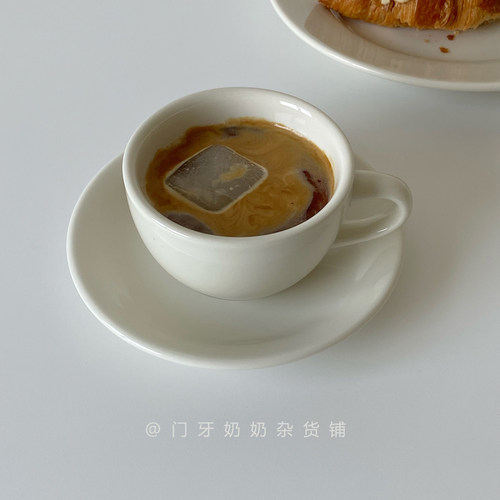 米白系列韩式厚实咖啡杯碟套装拿铁手冲陶瓷咖啡店用
