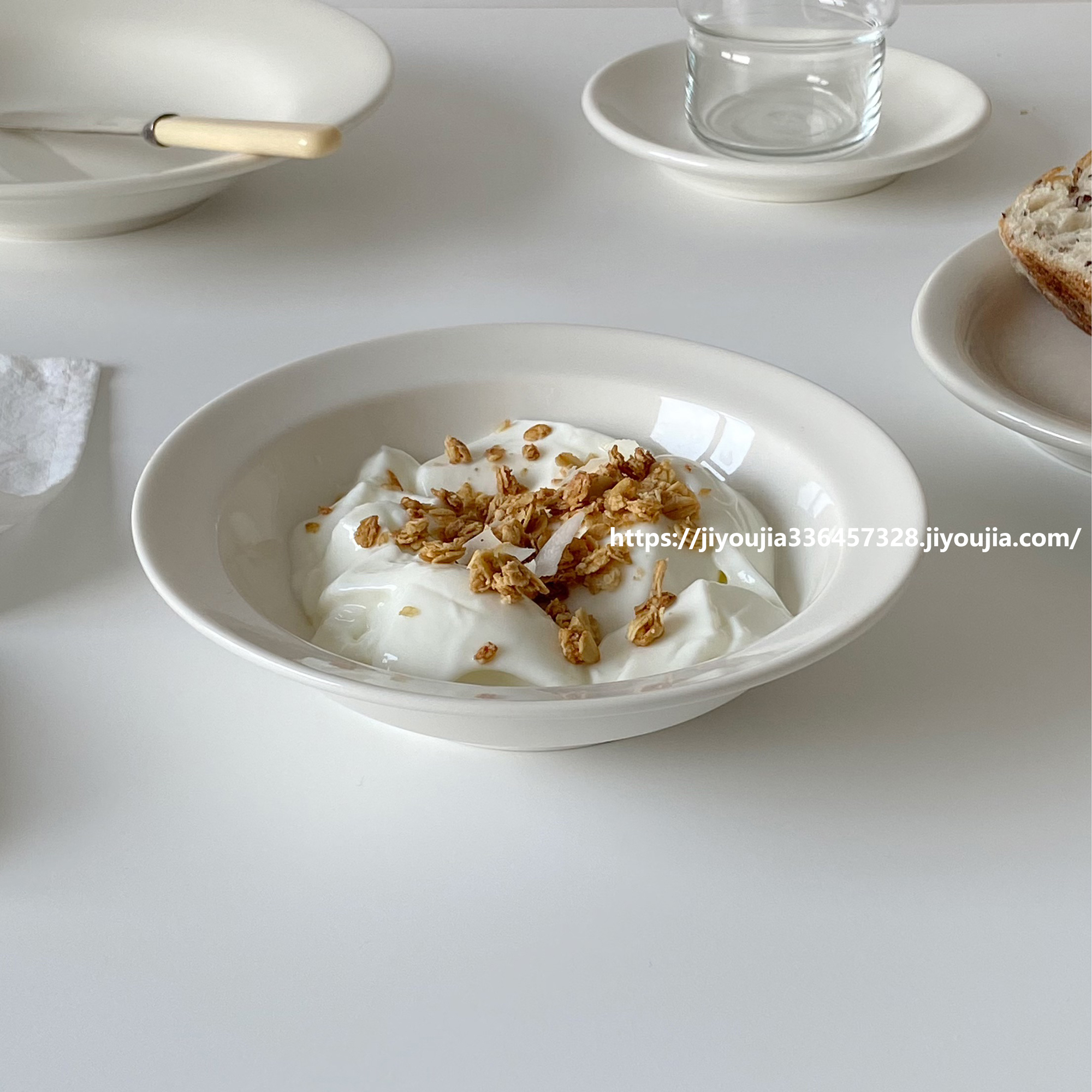 奶白系列飞碟草帽碗早餐麦片碗燕麦酸奶碗水果甜品碗面碗汤碗