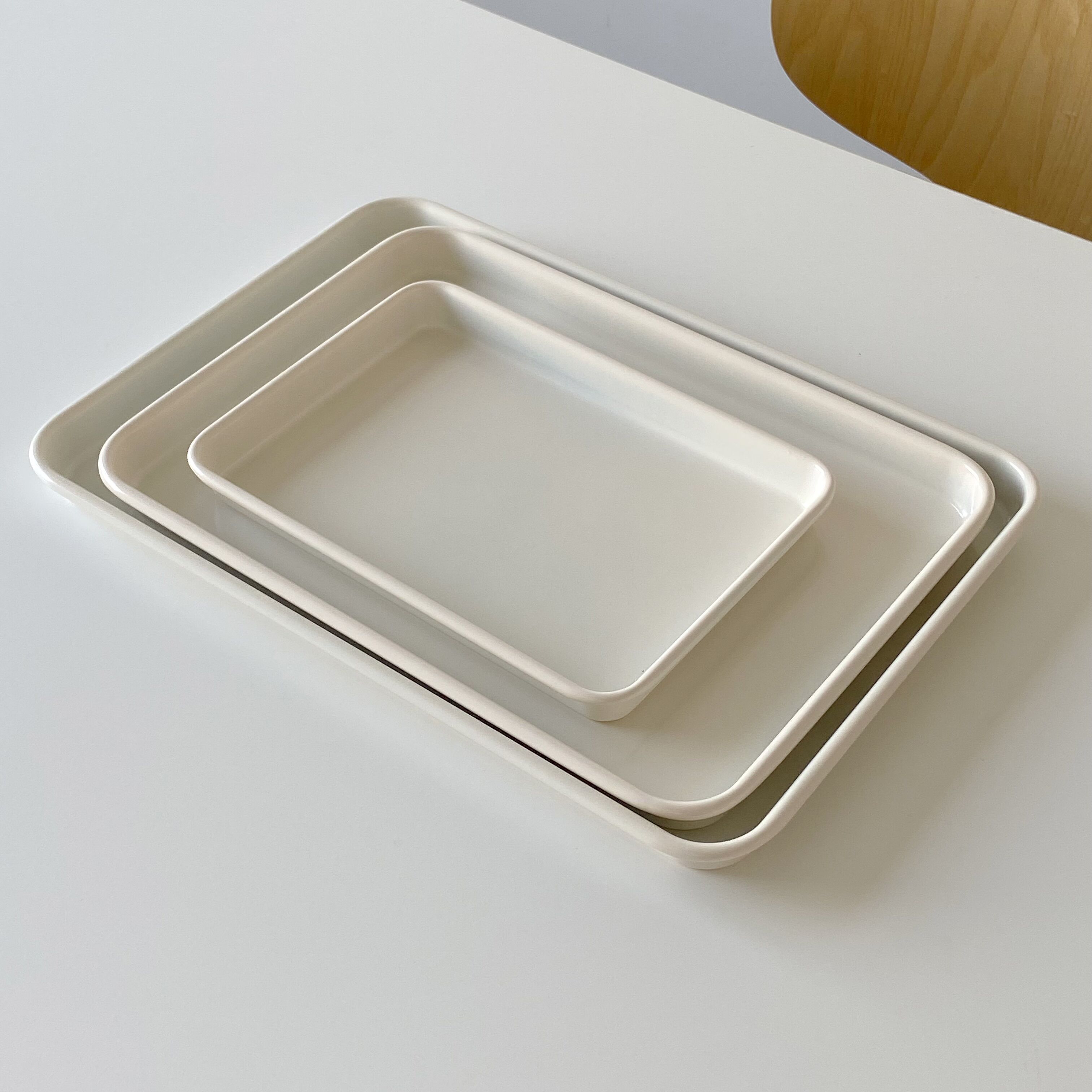 ins韩式餐用托盘白色高颜值烤盘家用餐厅商用收纳盘长方形