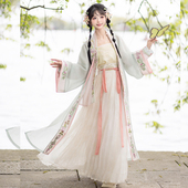 夏款 百迭裙日常套装 又见春 茗月萱原创宋制汉服长褙子绣花短衫