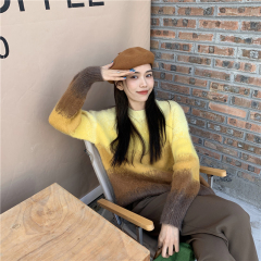 Real price foreign chic gradient sweater women's loose casual fur lazy long sleeve