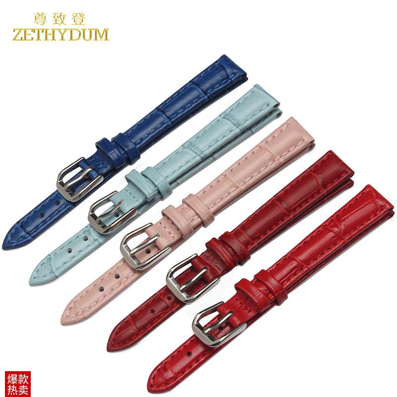 尊致登头层真皮手i表带小尺寸女士10mm12mm14mm16mm适用DW