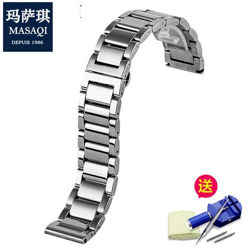 代用汉密尔顿万h宝龙手表带钢带卡其爵士野战男不锈钢表链20/22mm