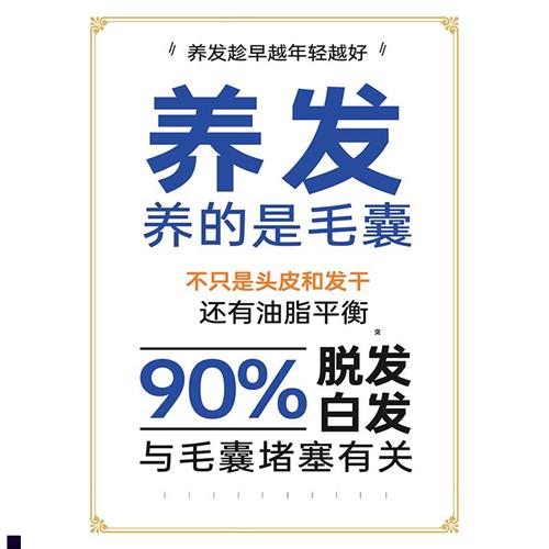 生发养发海报白转j黑宣传画头皮检测区图片防脱发广告脱发等级挂