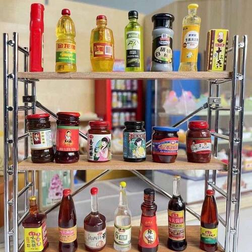微缩仿真调料瓶diy饰品树脂配件新款迷你版微缩小瓶子食玩道具