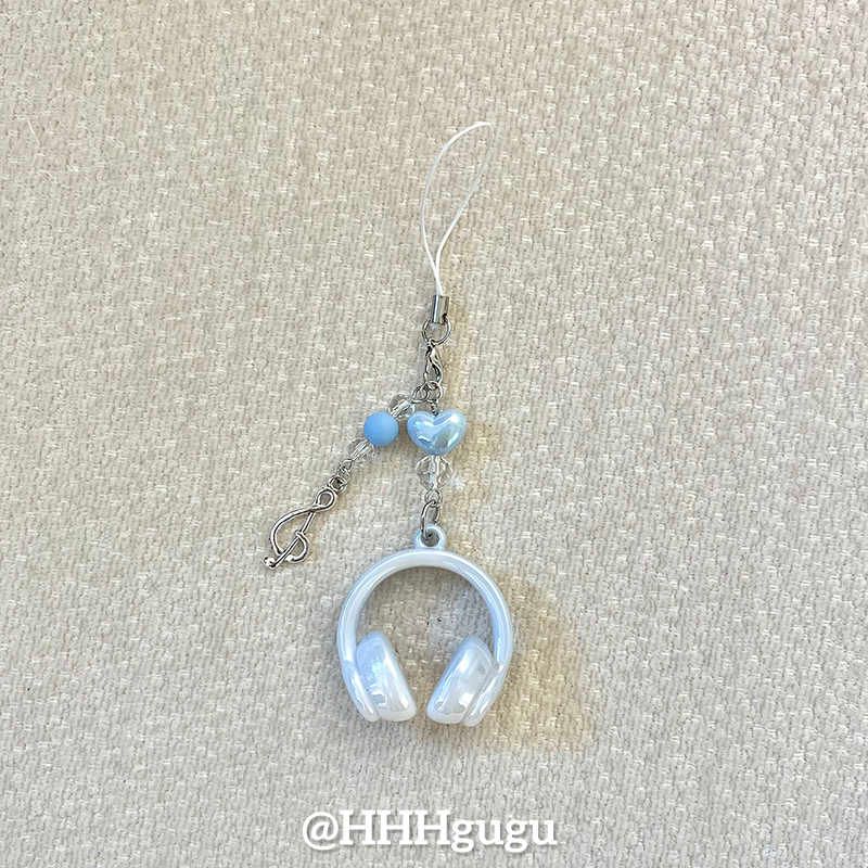手机链条ins镭射蓝色耳机ccd短挂绳挂链手机链钥匙扣饰品
