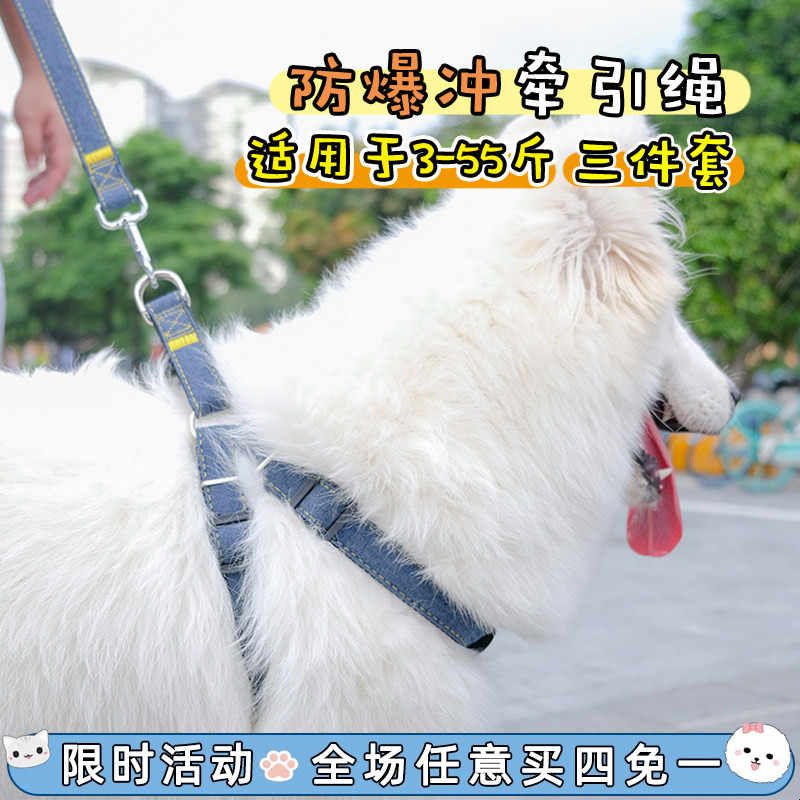 狗狗牵引绳金毛萨摩拉布拉多防挣脱项圈胸背带中大型犬遛狗绳链子