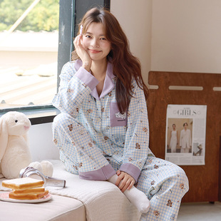 2026春秋冬季新款睡衣女士长袖长裤开衫甜美可爱风家居服两件套装