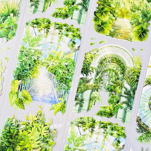 手帐分装胶带绿洲新七天植物园背景热带雨林PET素材账流麻diy贴纸