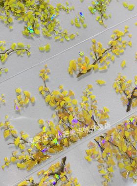 手帐分装银杏谣景物志叶子黄绿色系pet胶带古风素材账流麻贴纸diy