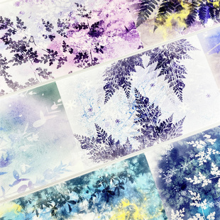 手帐分装胶带明春葳蕤小隐于野植物风背景PET素材账流麻贴纸咕卡