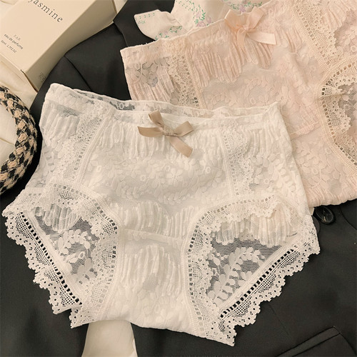 女士内裤中高腰蕾丝夏季透气薄款
