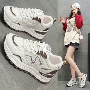 老爹鞋女款2025春季百搭增高配阔腿裤的鞋子软底不累脚休闲鞋