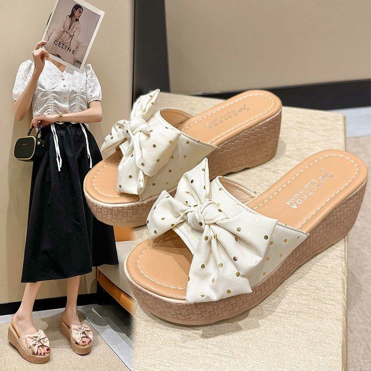 坡跟拖鞋女外穿潮2025夏季新款蝴蝶结凉拖百搭一字拖平底女鞋,女鞋,一字拖,淘宝优惠券,粉丝福利购,淘宝优惠卷