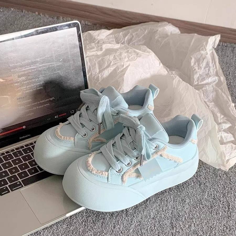 校园风板鞋女款2025新款春夏百搭厚底小白鞋小众面包鞋增高单鞋女,女鞋,休闲板鞋,淘宝优惠券,粉丝福利购,淘宝优惠卷