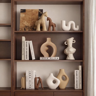 景德镇陶瓷侘寂中古风摆件高级感酒柜装 饰柜桌面艺术创意家居饰品