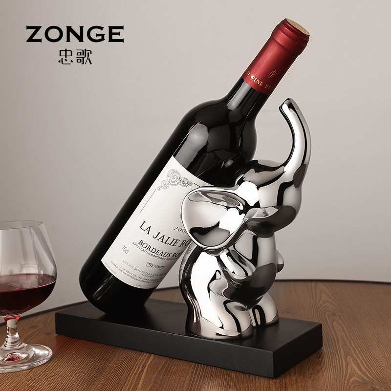 现代轻奢风可爱动物酒架套装酒柜装饰品摆设餐桌创意陶瓷家居摆件