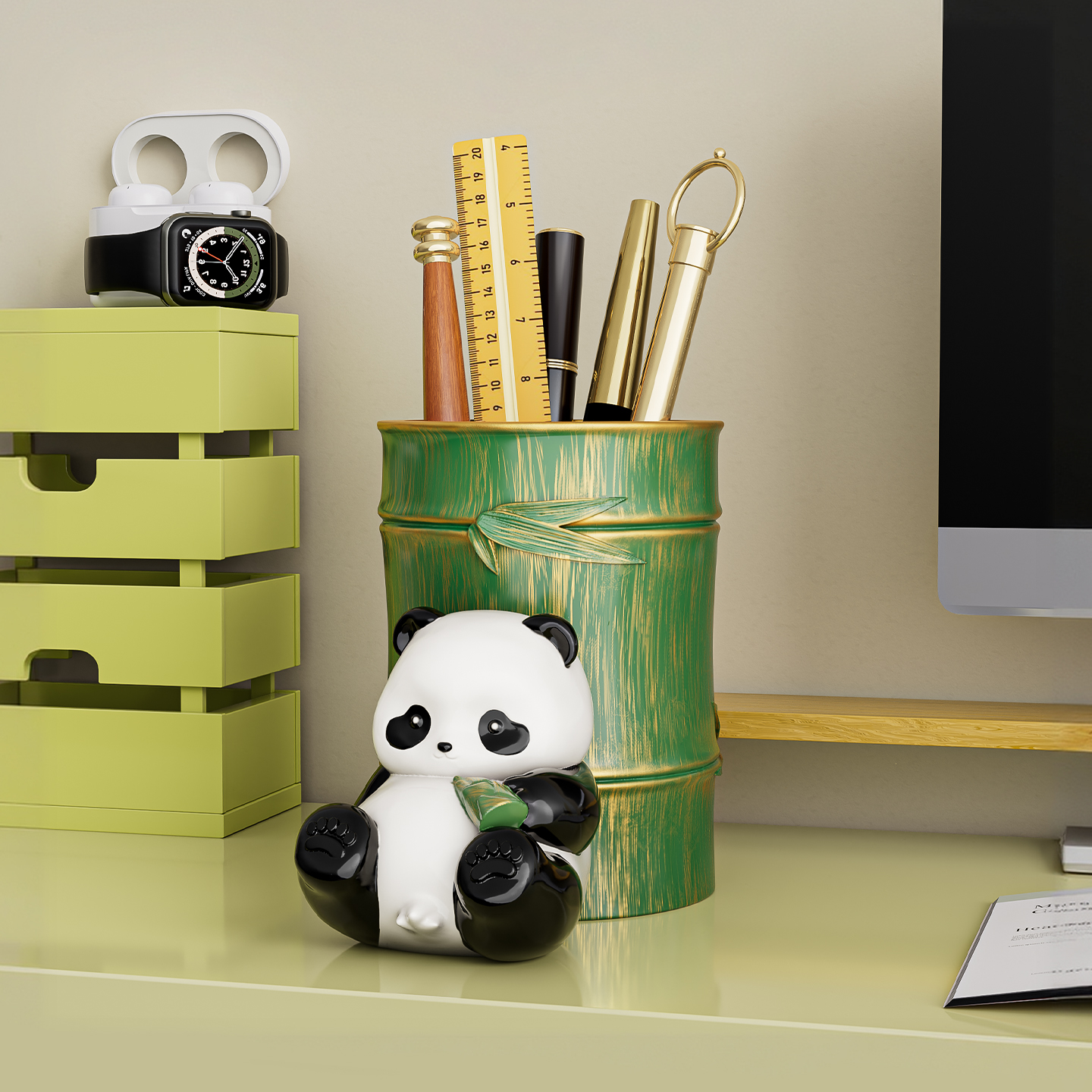 熊猫笔筒摆件办公室桌面装饰品
