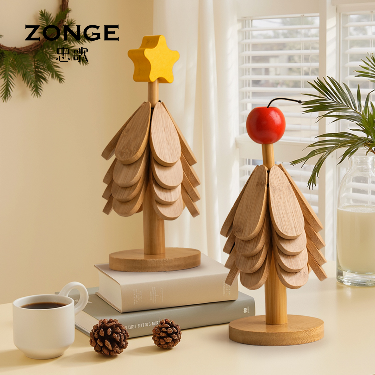 圣诞树隔热垫餐桌摆件创意实木防烫锅垫折叠杯垫碗垫装饰品送朋友,家居饰品,装饰摆件,淘宝优惠券,粉丝福利购,淘宝优惠卷