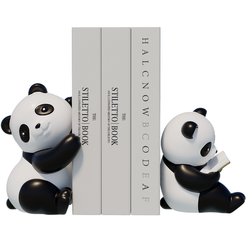 创意熊猫书档摆件家居饰品现代酒柜书房电视柜玄关装饰高级感书立
