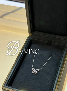 bvminc 镂空闪钻mini蝴蝶项链 S925银