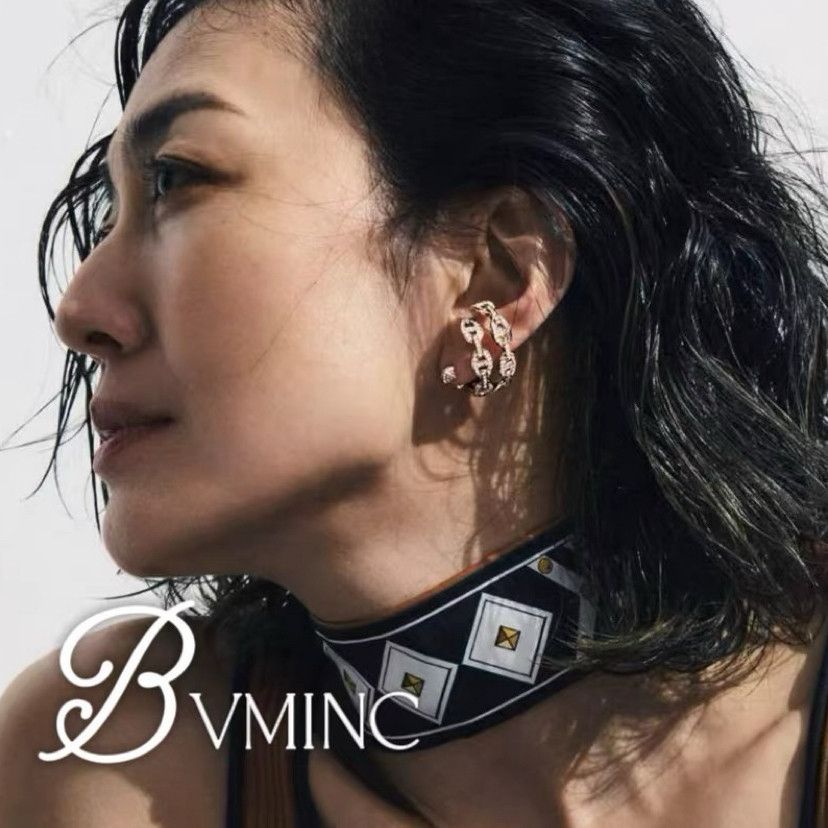 bvminc 日杂同款满钻猪鼻子双层耳环 耳爬式耳环