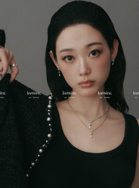 bvminc 花三三同款 5字项链，不对称耳钉