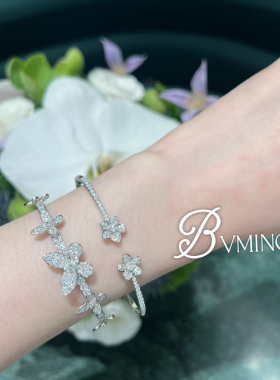 bvminc gf双花朵满钻开口手镯