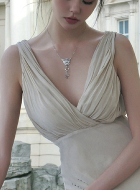 bvminc 山茶花流苏满钻项链纯银材质