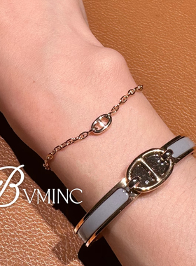 bvminc 小巧简约 玫瑰金色猪鼻子手链 S925银 养马人的快乐