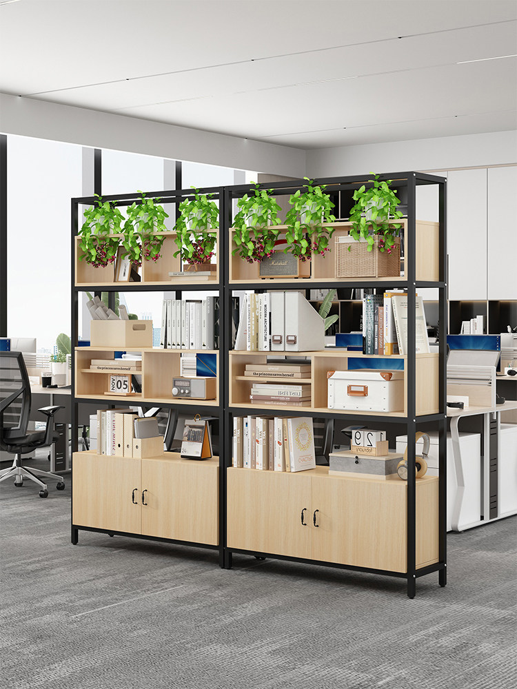 办公室隔断柜铁艺屏风陈列架钢木书架文件柜商用展示架镂空玄关架