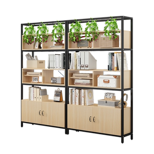 办公室隔断柜铁艺屏风陈列架钢木书架文件柜商用展示架镂空玄关架