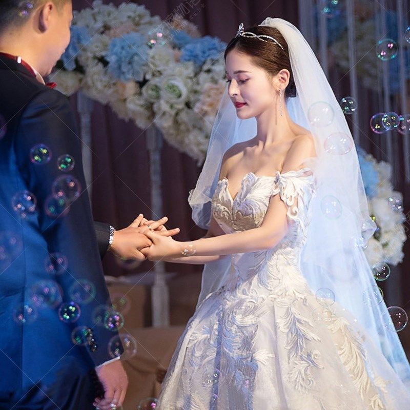 大拖尾婚纱礼服2018一字公主孕妇肩显瘦女新款齐地大码遮孕肚拖尾|msdalam kategori Butik wanita / wanita, perkahwinan/Cheongsam/pakaian, perkahwinan - dari Buy2taobao.com untuk memberikan perkhidmatan ejen Taobao profesional membeli