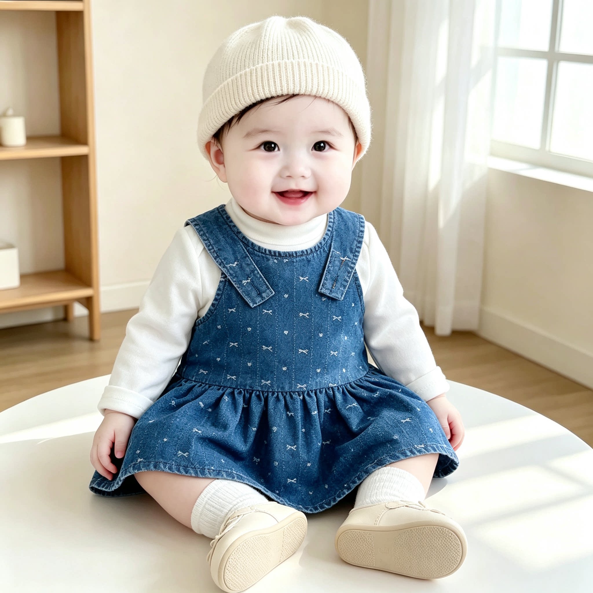 秋季女宝长袖百日周岁洋气小礼服图片