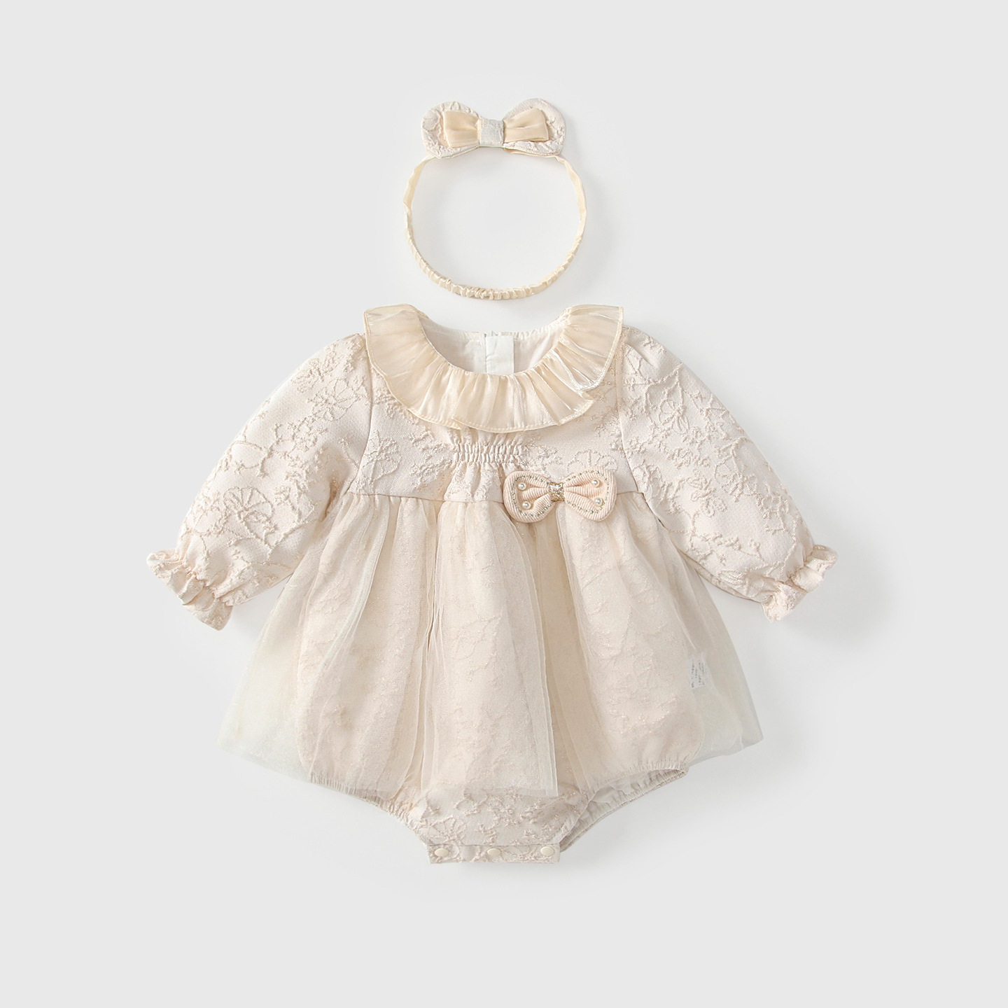 女婴衣服可爱超萌满月婴幼儿小公主礼服百天婴儿服女孩宝宝春秋装