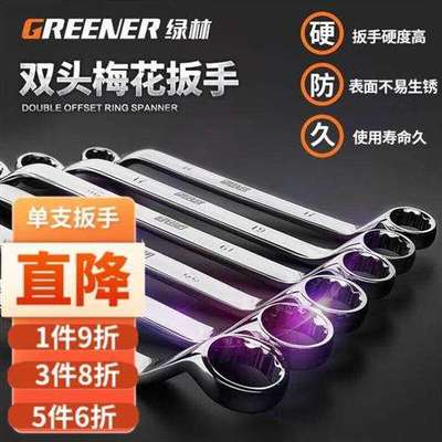 绿林GREENER绿林梅花扳手汽修双头梅花板手17-19机修眼睛扳手