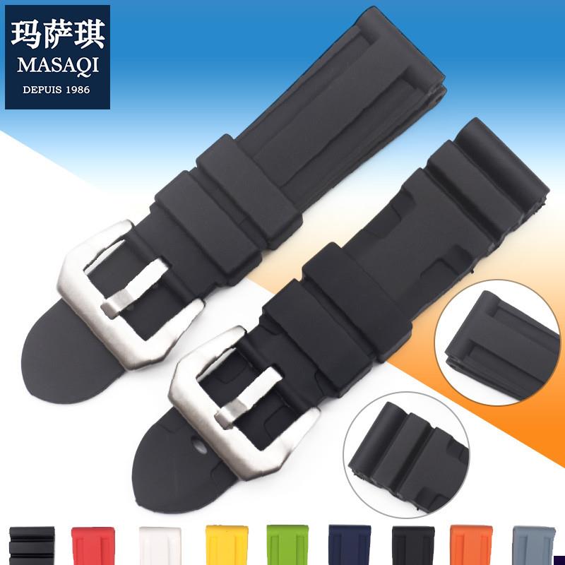 适配硅胶手表带沛纳海表带PAM111/382/1305胖U大海橡胶防水表带