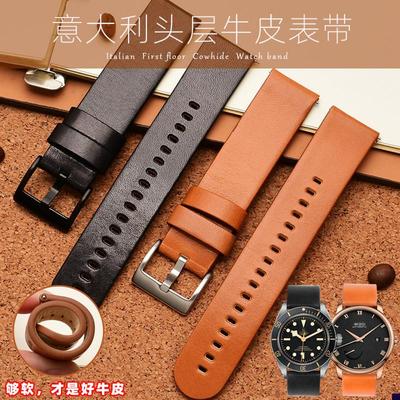 适配简约真皮a男薄手表带意大利软牛皮快拆CKK3M214X1罗西尼NOMOS