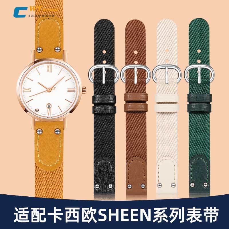 适配卡西欧sheen尼龙手o表带女小红表SHE-4540 LTP-V007帆布带14m