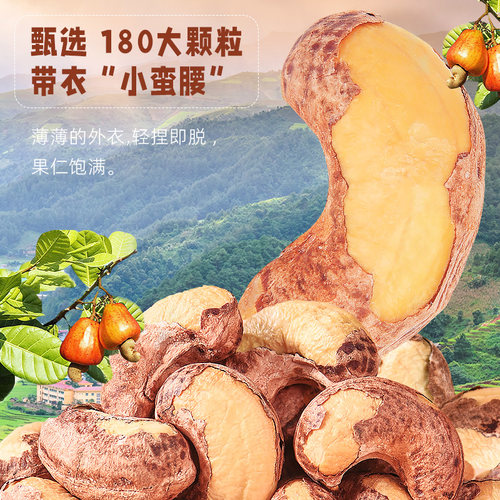 紫皮大腰果仁500g盐焗带皮坚果散装原味干果5斤越南干货零食批发