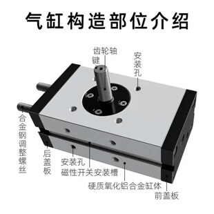 旋转气缸RTP 180摆动回转气缸90度180度气动可调