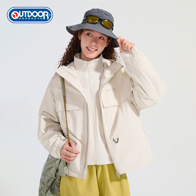 outdoor products 加州云雀抓绒三合一冲锋衣女宽松连帽保暖