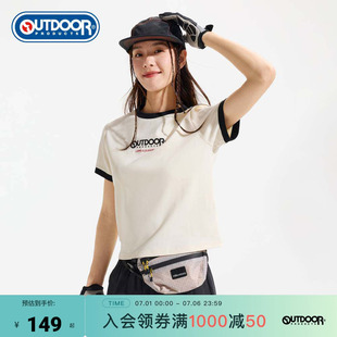 outdoor products 加州云雀夏季T恤棉感透气修身舒适撞色短袖女