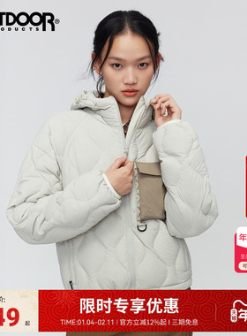 outdoorproducts2025秋冬新款短款羽绒服女户外连帽高领保暖外套