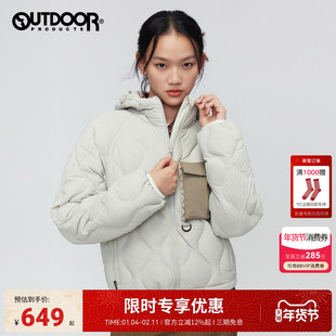 outdoorproducts2025秋冬新款短款羽绒服女户外连帽高领保暖外套
