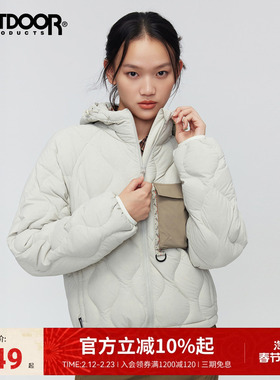 outdoorproducts秋冬新款短款羽绒服女户外连帽高领保暖外套
