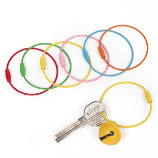 钥匙扣彩色钢丝绳钥匙扣烤漆圈环钢丝绳圈手工不锈钢钢丝绳扣钥匙