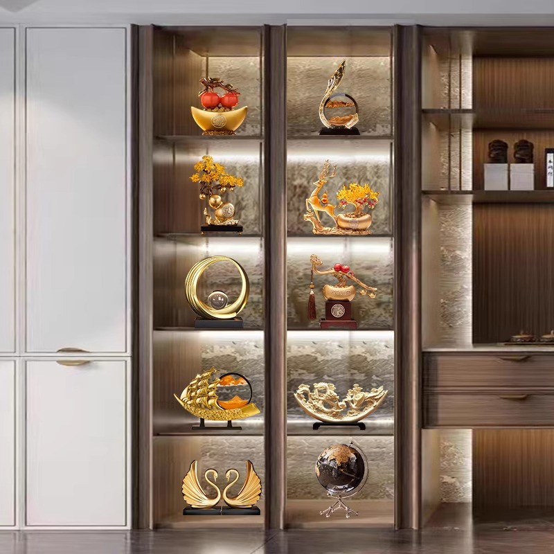 新中式高端酒柜摆件财源滚滚