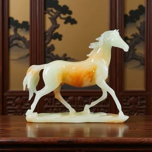 天然玉石马摆件十二生肖马工艺品家居客厅装饰品招财马到成功